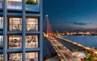 Sun Cosmo Residence Da Nang nằm ngay chân cầu Trần Thị Lý.