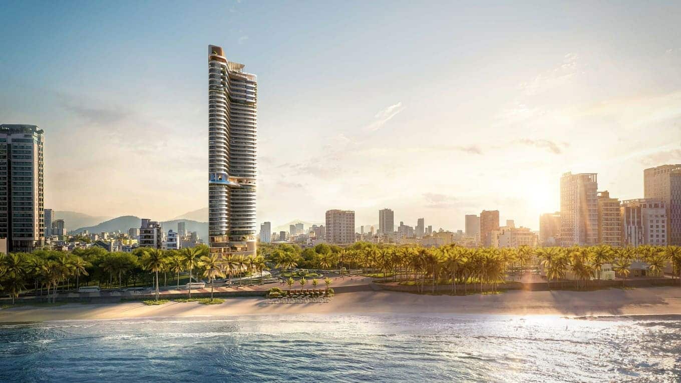 Phối cảnh Nobu Residences Danang. Dự án đánh dấu sự xuất hiện của nhà quản lý vận hành Nobu Hospitality tại Việt Nam.